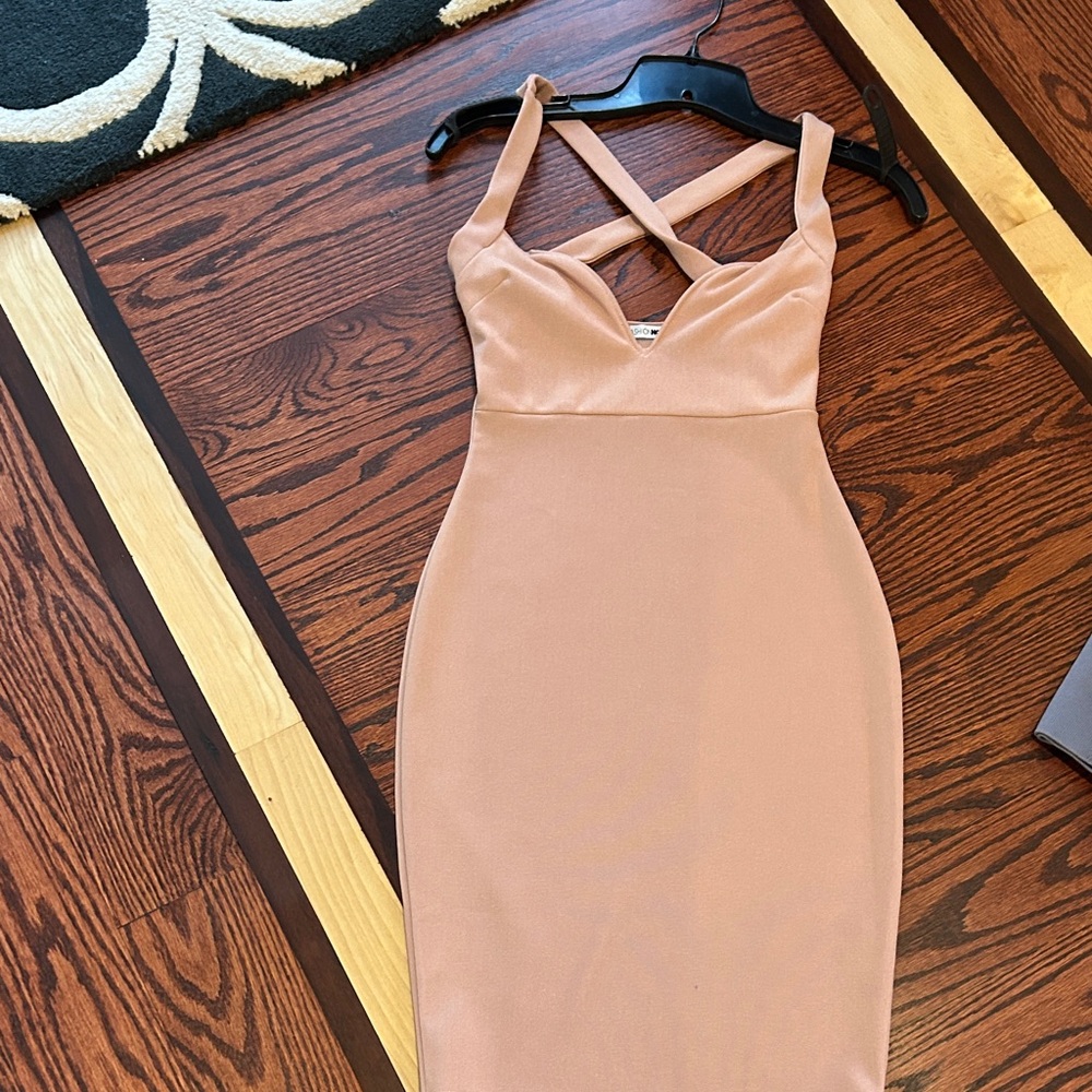 Fashion Nova Blush Cross-Back Maxi Dress